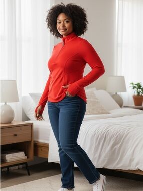 Savage X Fenty Red Quarter-Zip Pullover